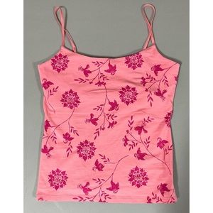 Gap Pink Floral Graphic Shelf-Bra Tank Top Cami Camisole Shirt Size S 🌸 #gap